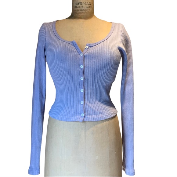 Brandy Melville Sweaters - Cropped Rib Knit Cardigan in Lilac Size M